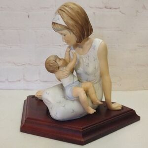 AK Kaiser Limited Edition Mother and Child Painted Bisque Figurine w/ Wood Base